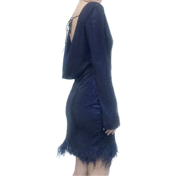 Rhinestone with feathers Dress, size M, open back - Picture 5 of 6